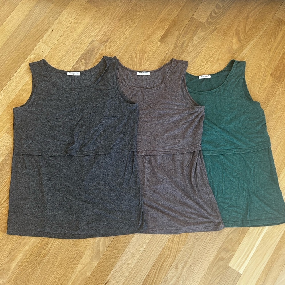 Women’s Nursing Tank Top - Dark Gray, Charcoal, and Teal